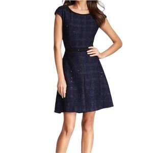 NEW Cynthia Steffe Dress Women's 4 Blue A Line Mini Cap Sleeves Bateau Neckline